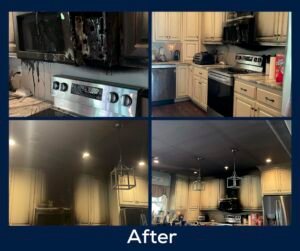 This image shows damage after grease fire - Thanksgiving Fire Prevention and Restoration - Independent Restoration Services